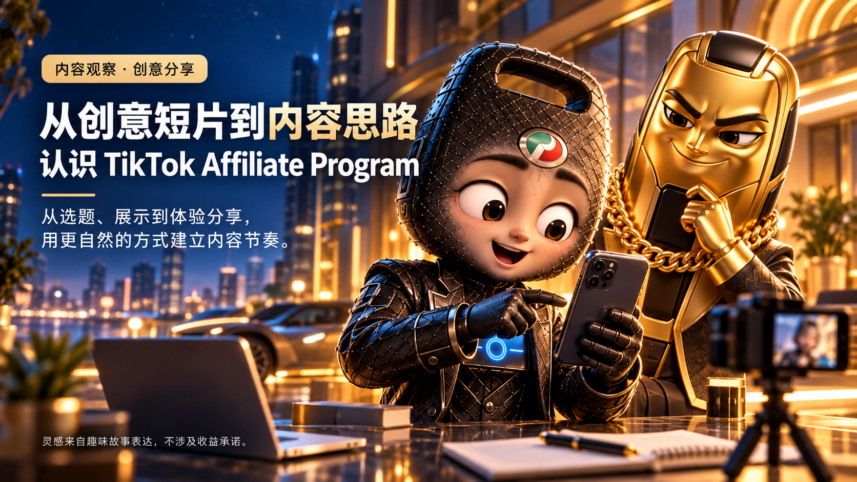 趣味汽车钥匙角色探索手机短片创作与 TikTok Affiliate Program 内容分享